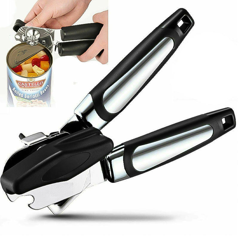 3-in-1 stainless steel manual tin and can opener black silver