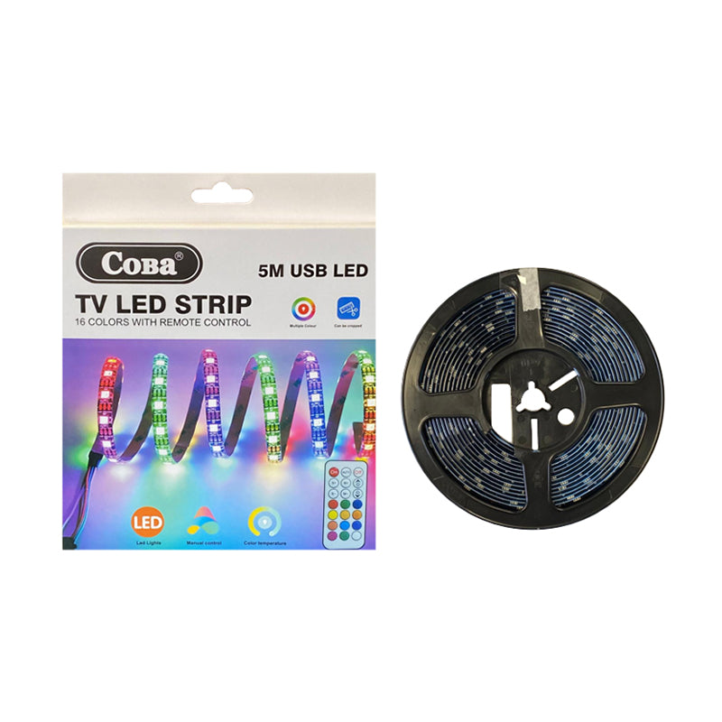5m Multicolour USB LED Strip Lights with Remote Control