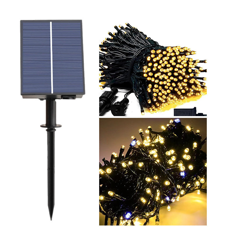 50m Solar-Powered 500 LED Warm White Fairy String Lights