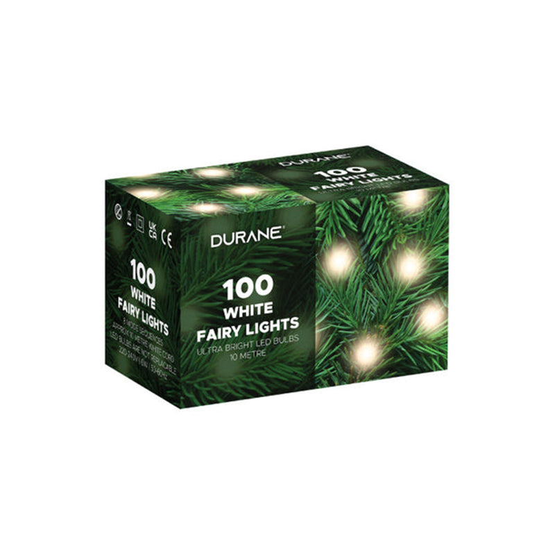 10m 100-LED White Fairy String Lights with UK Plug – 8 Modes