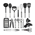 17-piece black and silver kitchen cooking utensil assortment