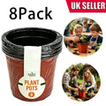 8-Pack Reusable Plastic Seedling Plant Pots with Drainage Holes