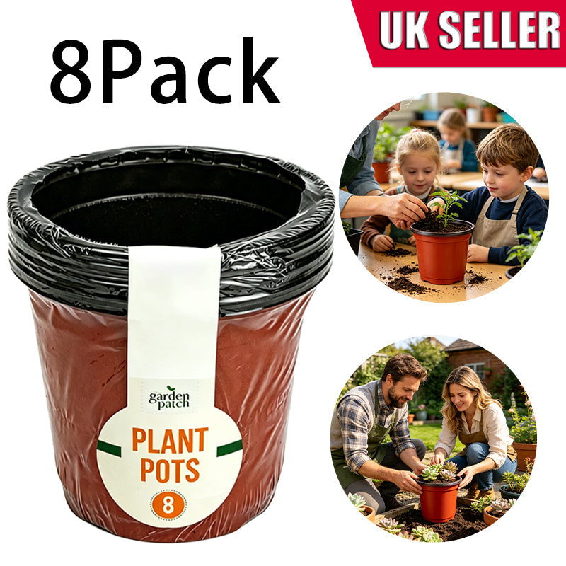 8-Pack Reusable Plastic Seedling Plant Pots with Drainage Holes