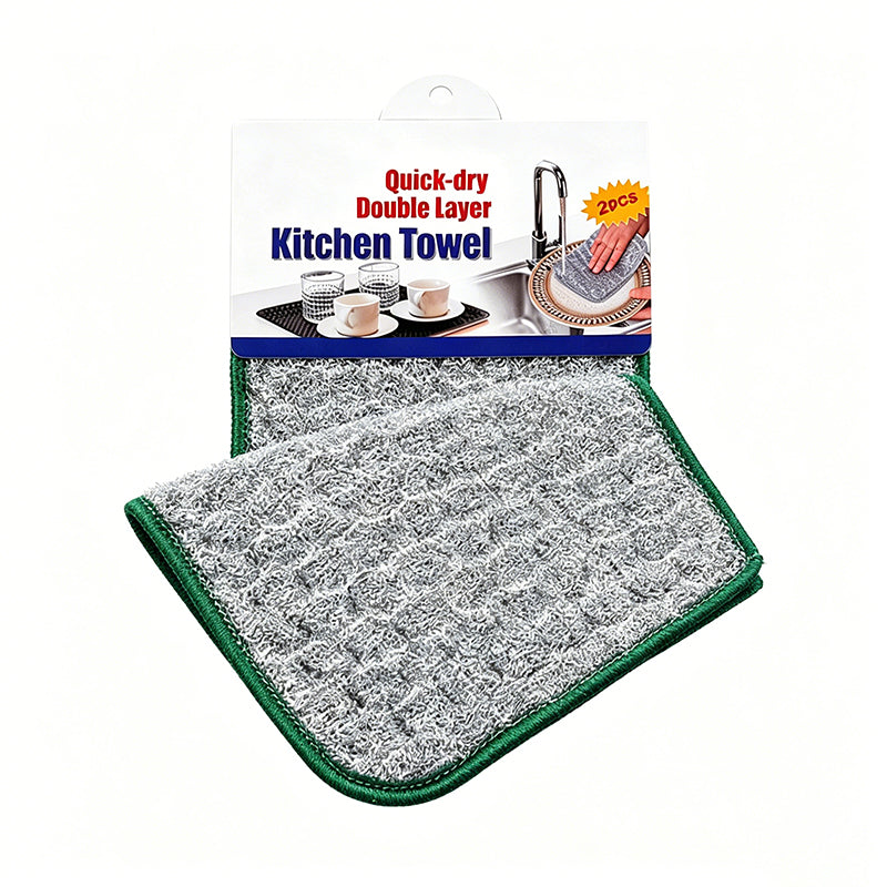 2-Pack Quick-Dry Double-Layer Kitchen Cleaning Cloths
