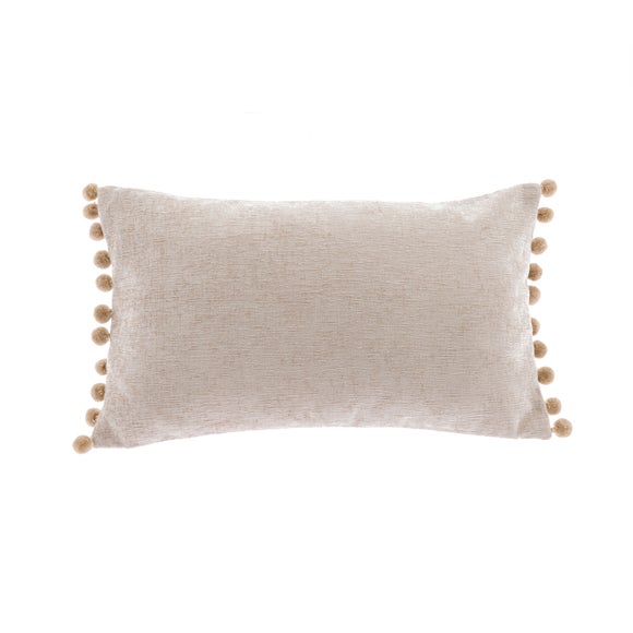 Chenille Pompom Boudoir Filled Cushion