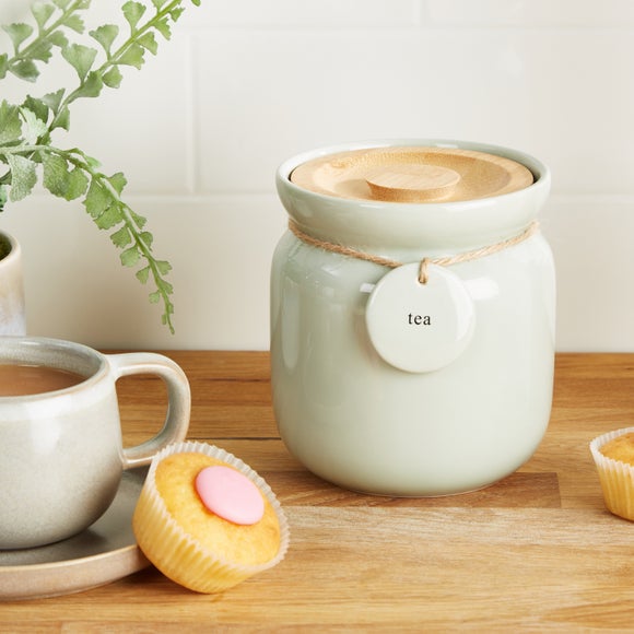 Ceramic Hang-Tag Tea Storage Canister – Sage Green