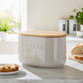Grey Ceramic Kitchen Bread Bin with Lid