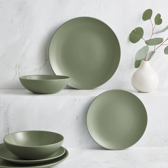 Stoneware Sage 12-Piece Dinner Set