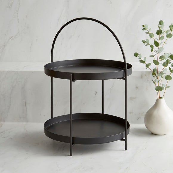 Foldable Two-Tier Matte Iron Serving Stand