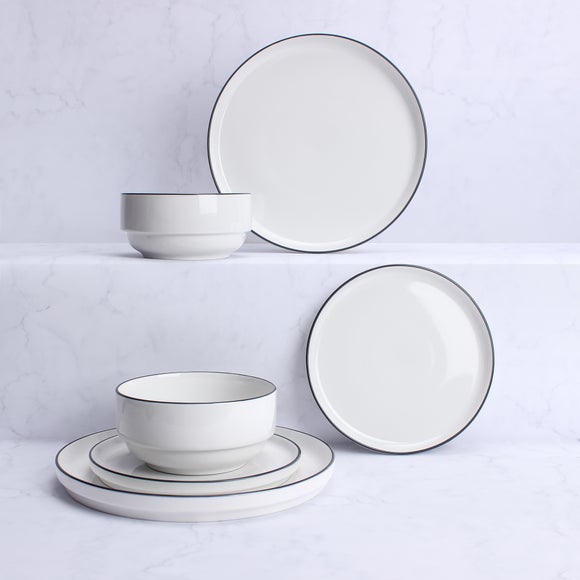Lars Charcoal 12-Piece Dinner Set