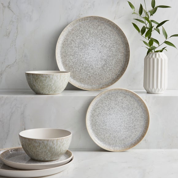 Reactive Grey 12-Piece Dinner Set