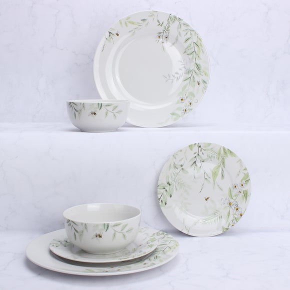 Willow Trail Sage Porcelain 12-Piece Dinner Set