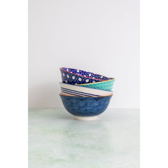 KitchenCraft Blue Ceramic Serving Bowls – Set of 4