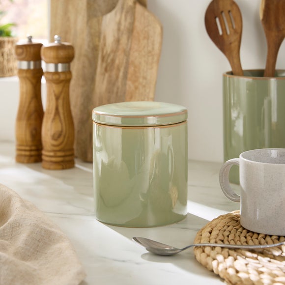 Reactive-Glaze Stoneware Kitchen Storage Canister