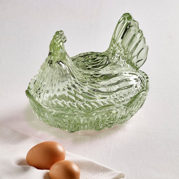 Clear Glass Hen Egg Storage Nest