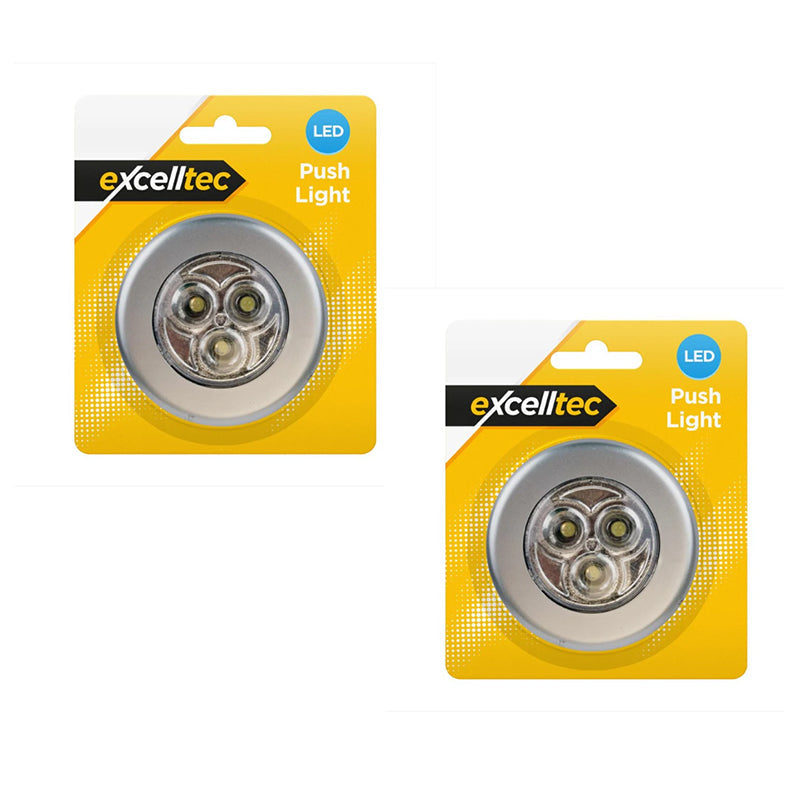 2-Pack Self-Adhesive Battery LED Push Lights for Cupboards
