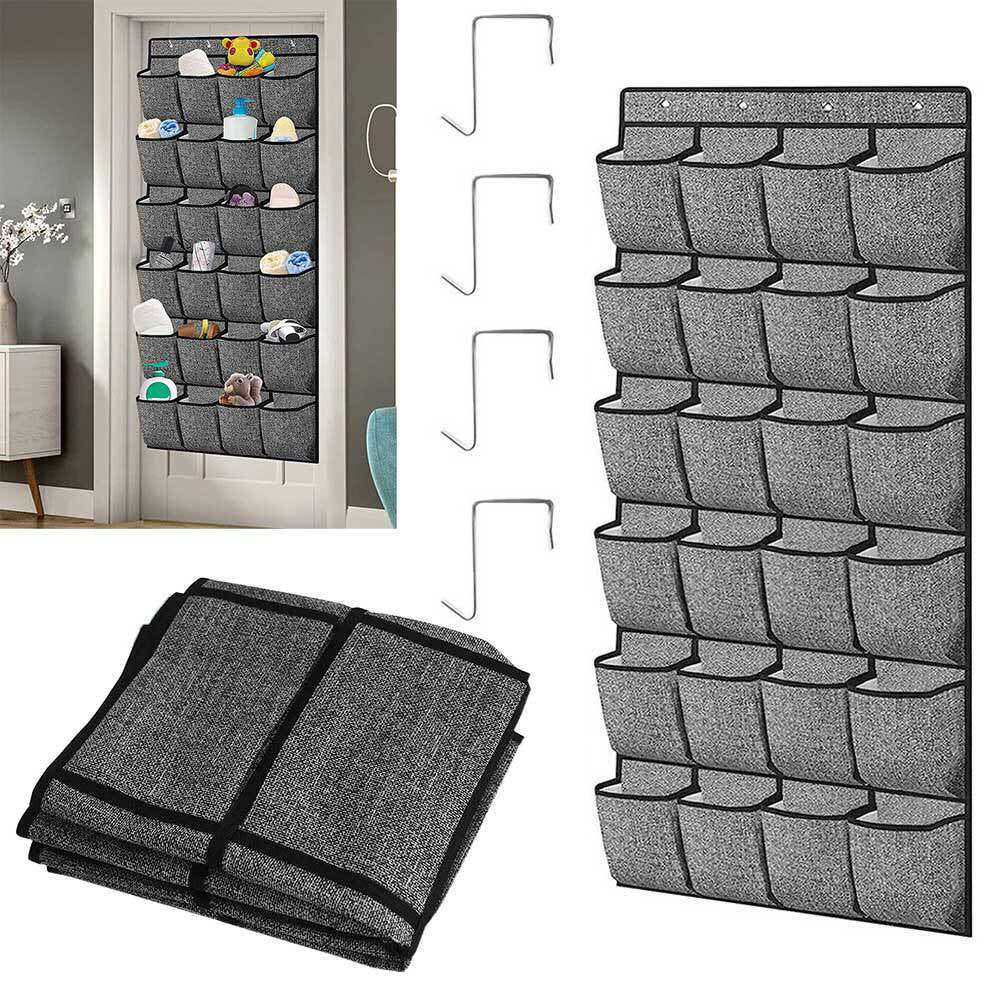 24-Pocket Over-Door Hanging Shoe & Accessories Organiser