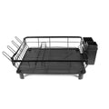 Black Metal Dish Drying Rack with Drip Tray & Utensil Holder