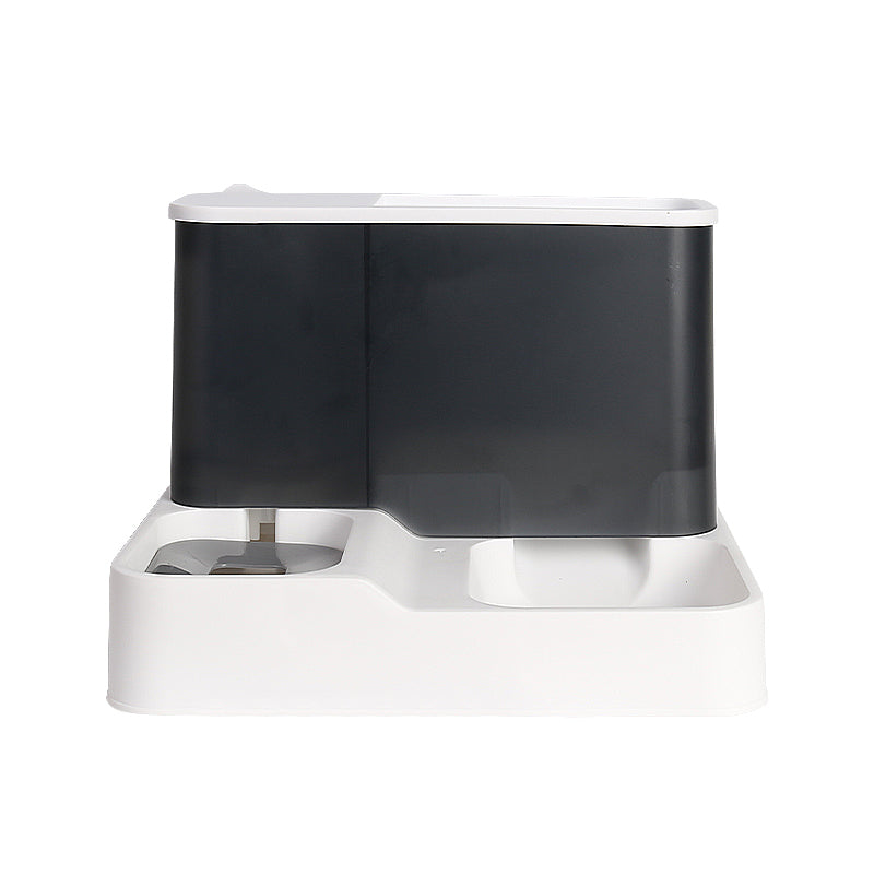 2-in-1 Gravity Pet Food Feeder & Water Dispenser – Grey & White