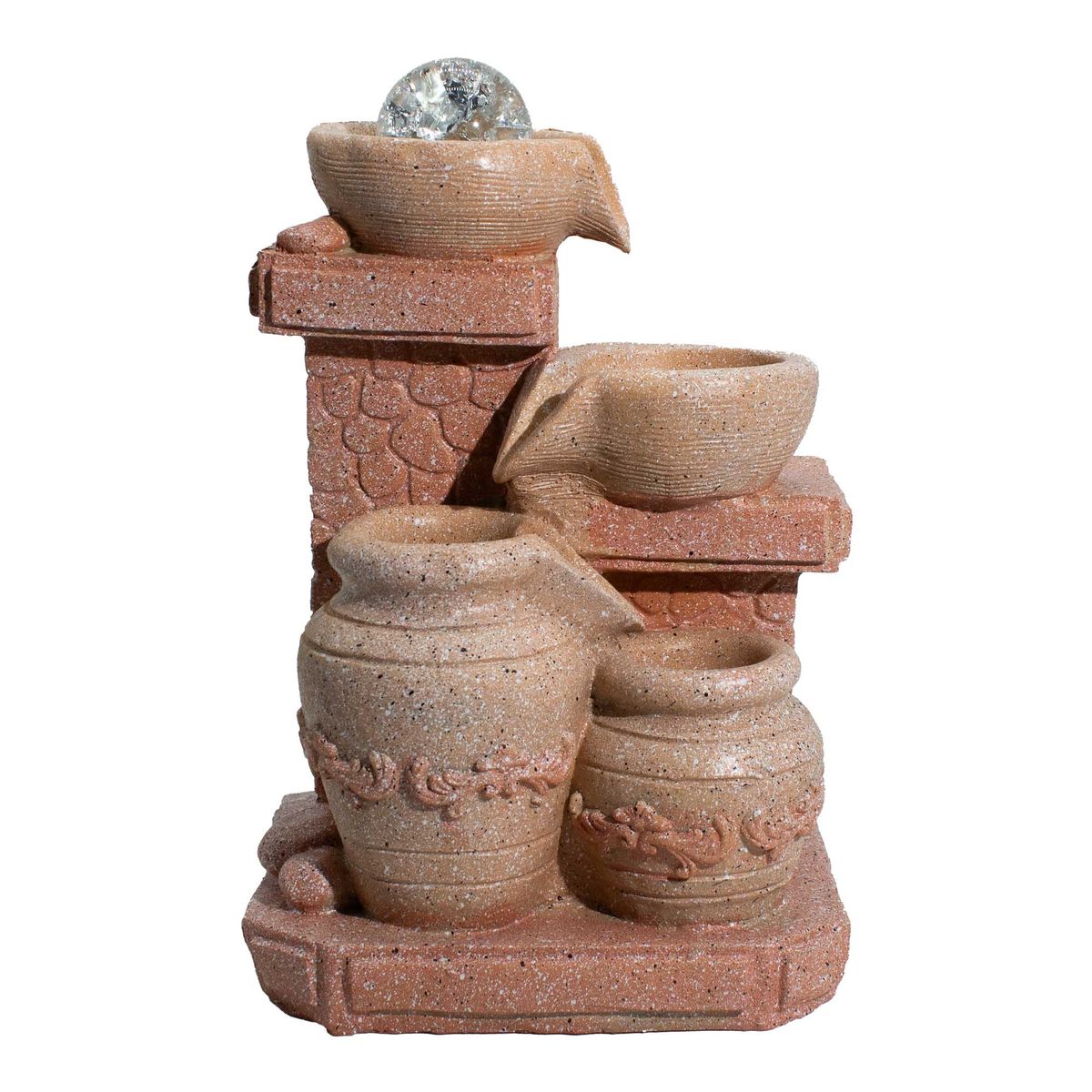 Mediterranean Cascading Pots Tabletop Water Feature (19x14x27cm)