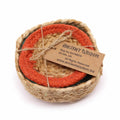 Natural Coaster - Jute & Cotton 10cm (set of 6) Mixed colours in basket