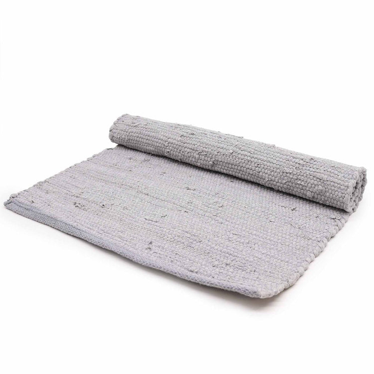 Large Indian Handloom Cotton Rug – Grey, 130 × 170cm