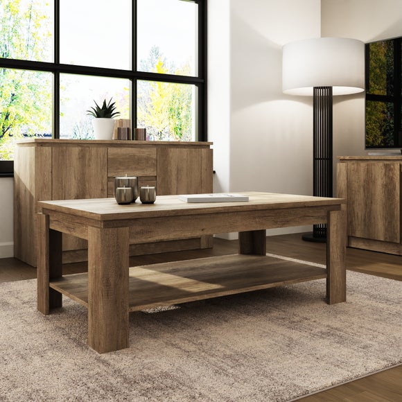 Canyon Oak-Effect Coffee Table with Lower Shelf