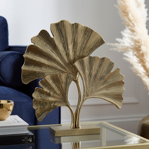 Gold Ginkgo Leaf Metal Table Ornament