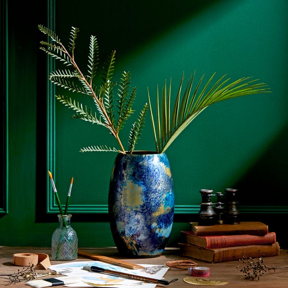 Marble-Effect Glass Flower Vase