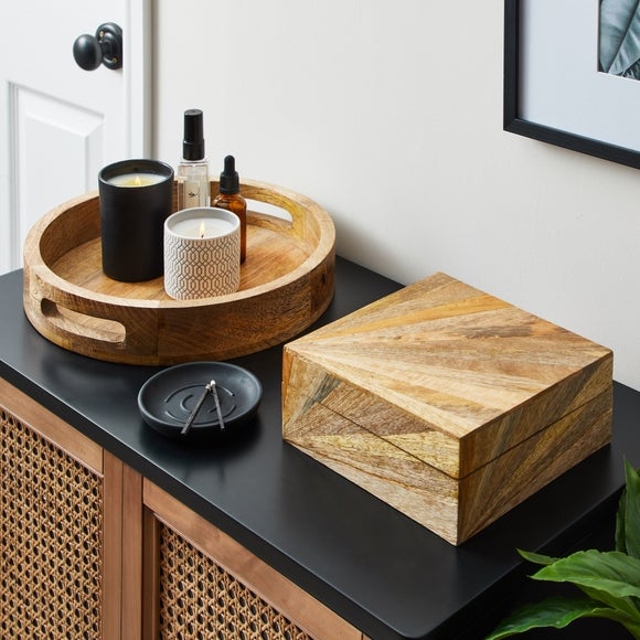 Natural Round Mango-Wood Decorative Tray