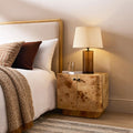 Seana Curved Burl-Wood-Effect Two-Door Bedside Table