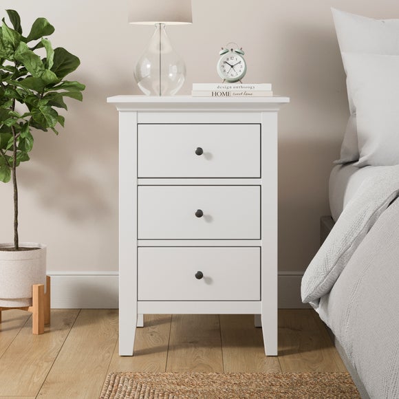 Lynton White Three-Drawer Bedside Cabinet