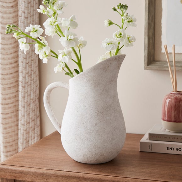 Concrete-Effect Stoneware Jug Vase