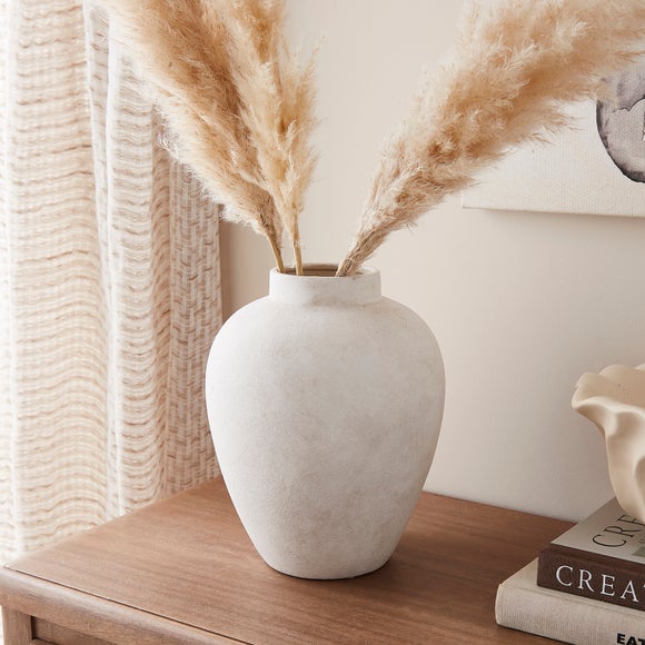Concrete-Effect Stoneware Urn Vase – 25.5cm