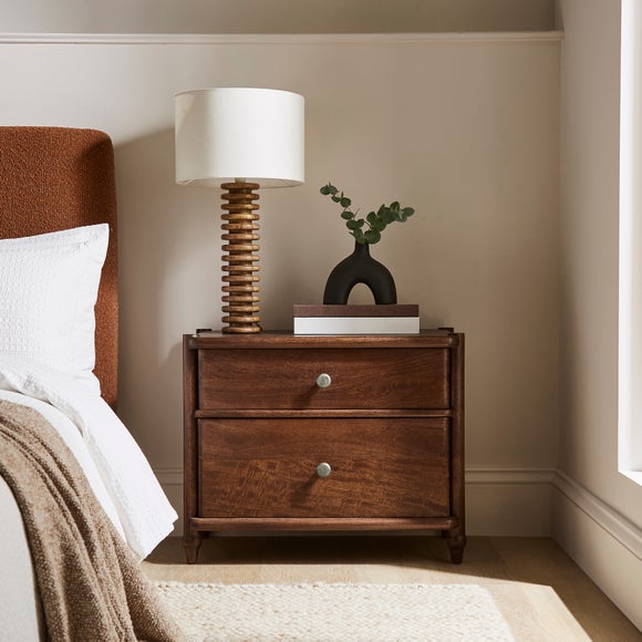 Elma Two-Drawer Mango-Wood Bedside Table