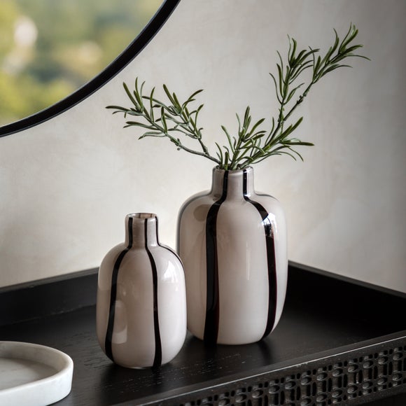 Cedar & Sage Monochrome Striped Glass Vases – Set of 2