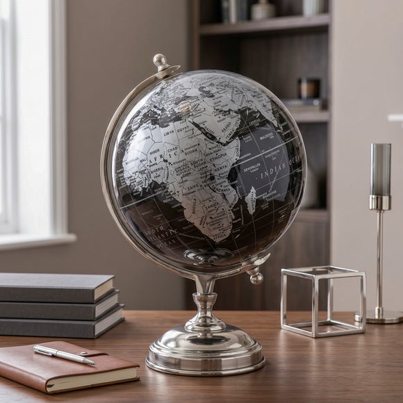 Black & Silver Decorative Globe Ornament