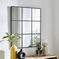Apartment Black Window-Style Square Wall Mirror