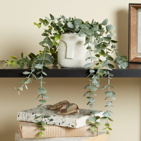 Artificial Trailing Eucalyptus in Face-Design Pot