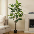 Artificial Real-Touch Rubber Tree in Black Pot
