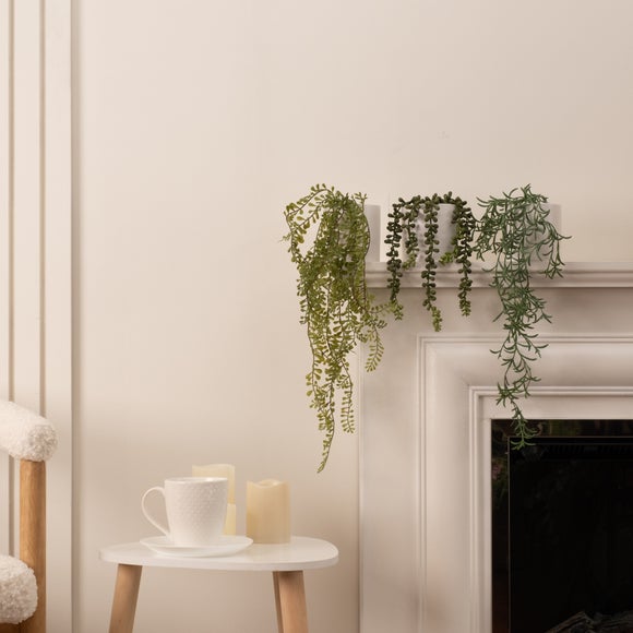 Artificial Trailing Plants in White Ceramic Pots – Set of 3