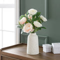 Artificial Peony & Rose Bouquet in Cream Ceramic Vase
