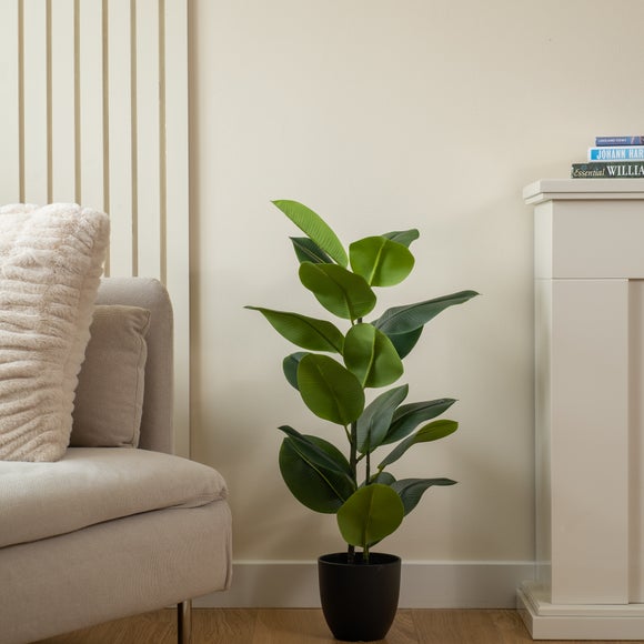 Artificial Real-Touch Rubber Tree in Black Plastic Pot