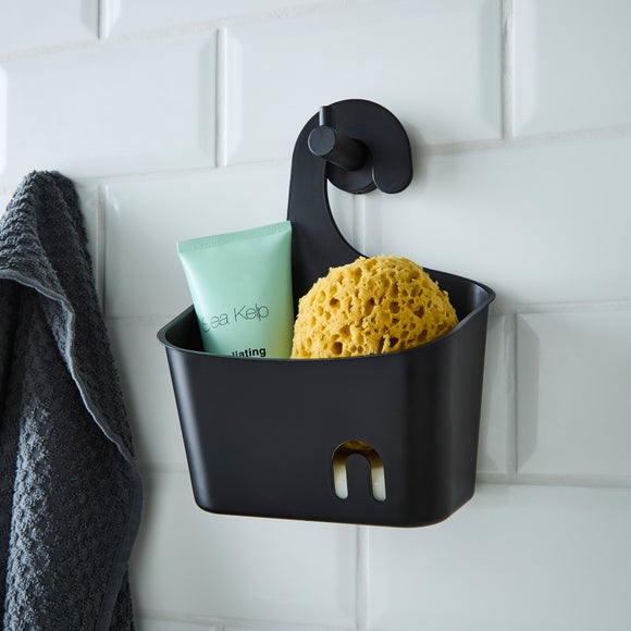 Small Black Recycled Plastic Hanging Shower Caddy – 20cm