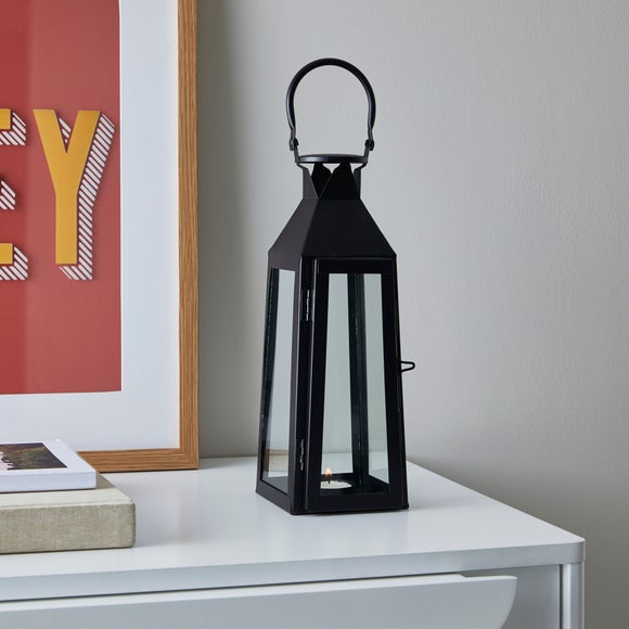 Black Metal Candle Lantern – 30cm