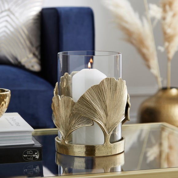 Gingko Pattern Hurricane Lantern