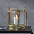 Brass Wide Hexagon Glass Lantern