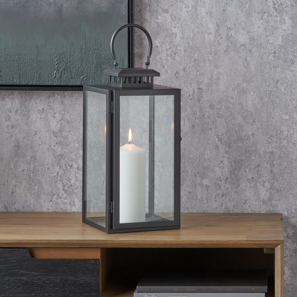 Rectangular Metal & Glass Candle Lantern