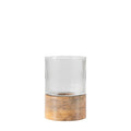 Cedar & Sage Belver Mango Wood & Fluted Glass Hurricane Holder
