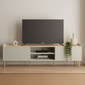 Georgi Natural Ribbed Extra-Wide TV Unit with 2 Cupboards – 180cm